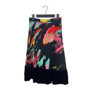 Multi Color Skirt with Velvet Hemline